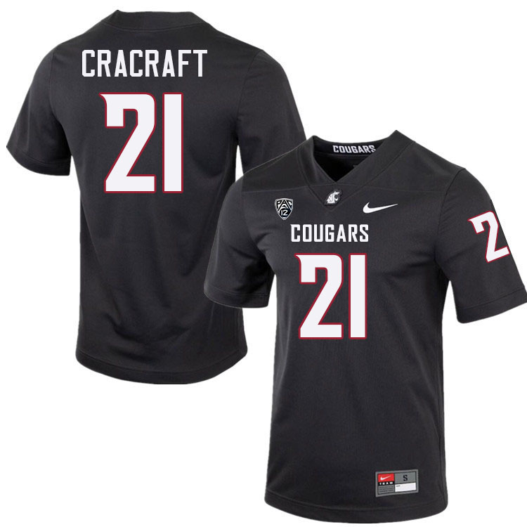 River Cracraft WSU Cougars Jersey.Washington State Cougars #21 River Cracraft Jersey Youth-Charcoal